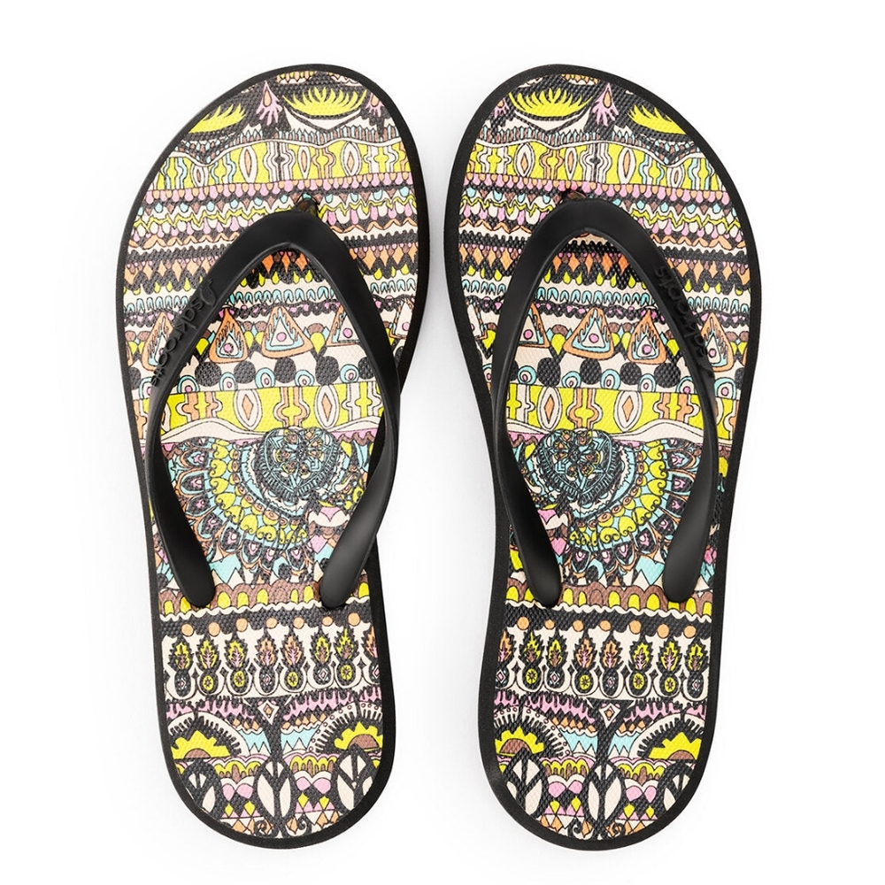 sakroots flip flop sandals colorful print sz. 9